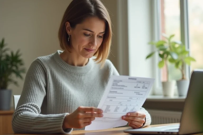 Femme consultant un relevé de compte Livret A La Banque Postale pour retrouver son identifiant