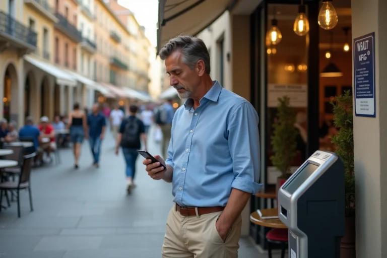 Homme utilisant un paiement NFC à Nice